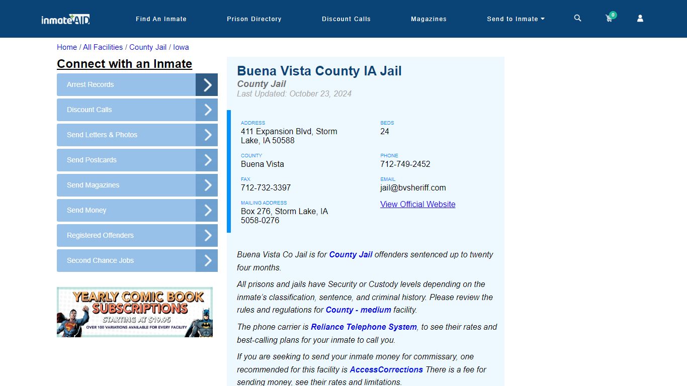 Buena Vista County IA Jail - Inmate Locator