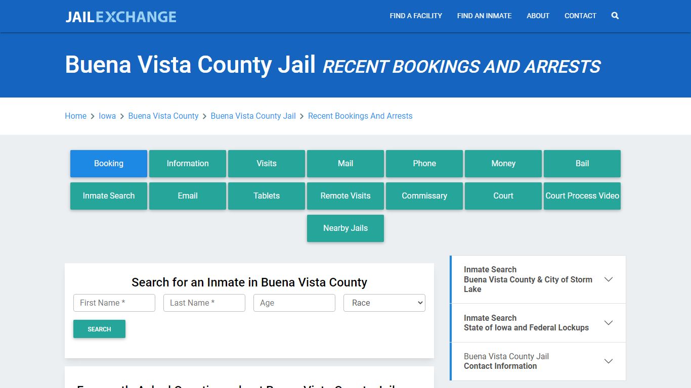 Buena Vista County Jail Recent Bookings And Arrests